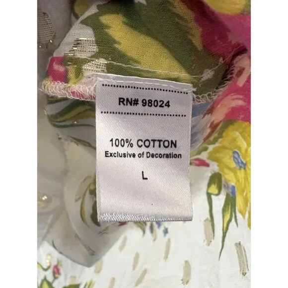 LOVE THE LABEL Womens L Floral Print Oversize Tunic Blouse Top Anthropologie - Picture 6 of 8